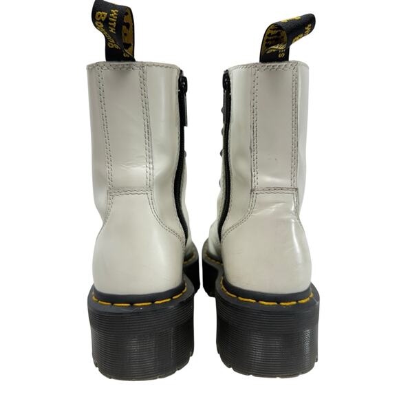 Dr Martens Jadon Chunky Platform Combat Boots Leather White Smooth Women Size 6 - Picture 6 of 11